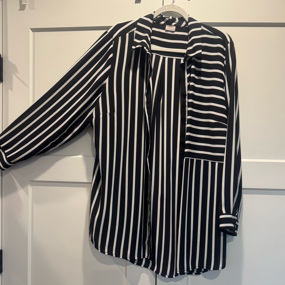 Chico's Monochrome Striped Top
